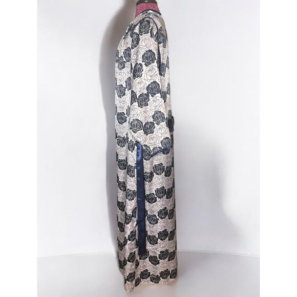 Natori Floral Print Long Sleeve Silky Multicolored Pocketed Robe With Belt - Picture 10 of 16